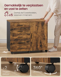 Verrijdbare Kantoorkast met 5 Lades en 1 Deur, 80 x 40 x 65 cm