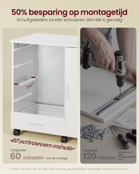 Verrijdbare Archiefkast met 5 Lades en Kastdeur, 80 x 40 cm