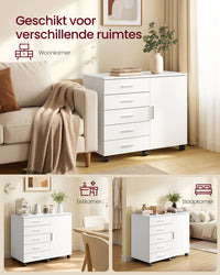 Verrijdbare Kantoorkast met 5 Lades en 1 Deur, 80 x 40 x 65 cm