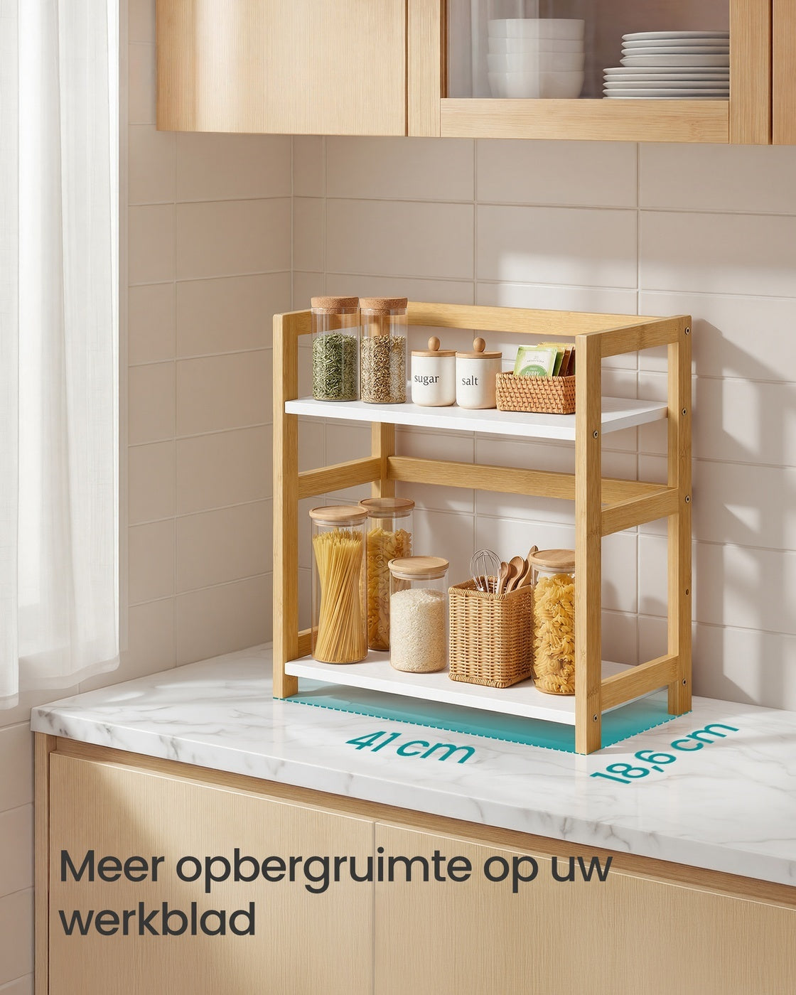 Kruidenrek met 2 Niveaus van Bamboe, 41 x 41 cm