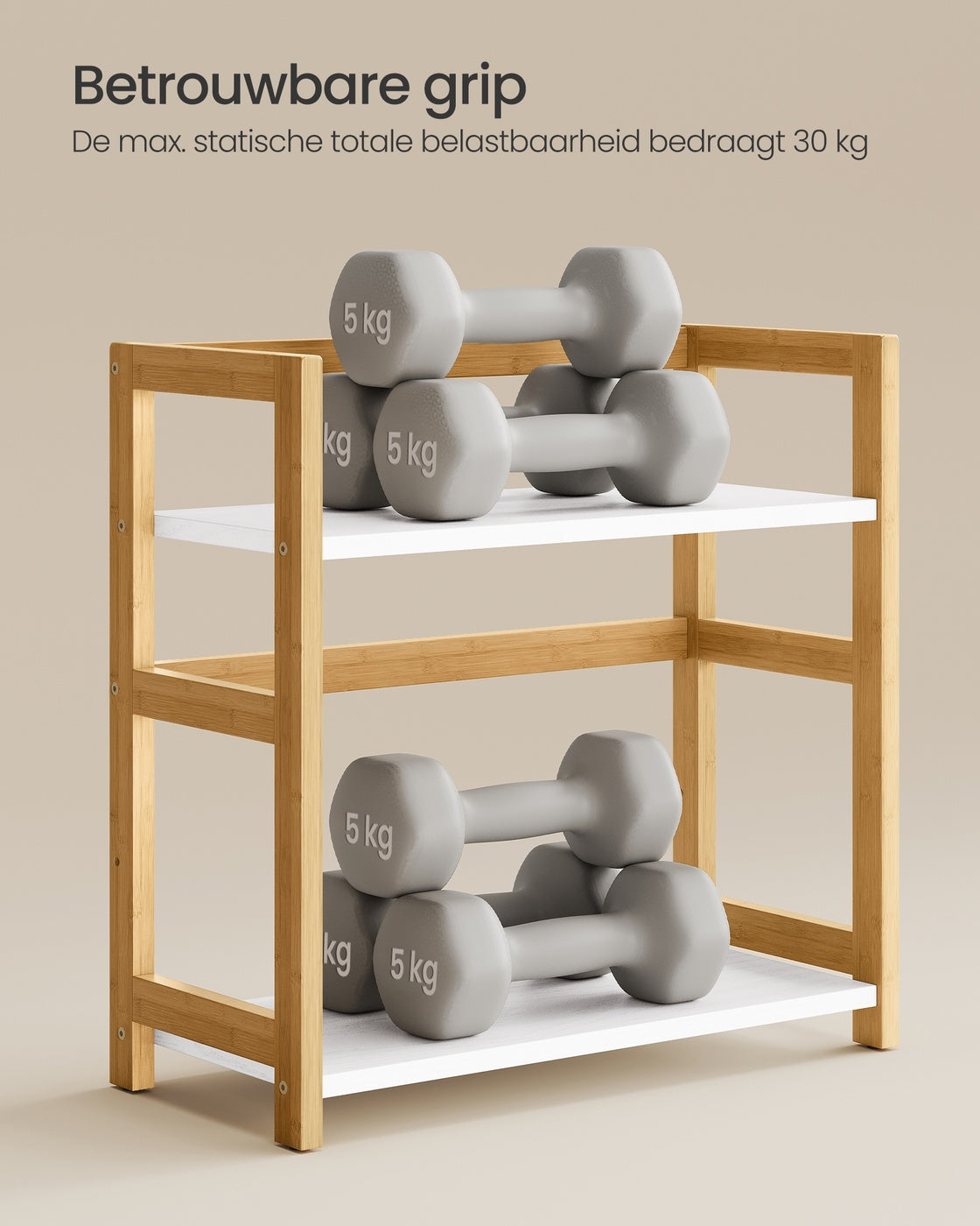 Kruidenrek met 2 Niveaus van Bamboe, 41 x 41 cm