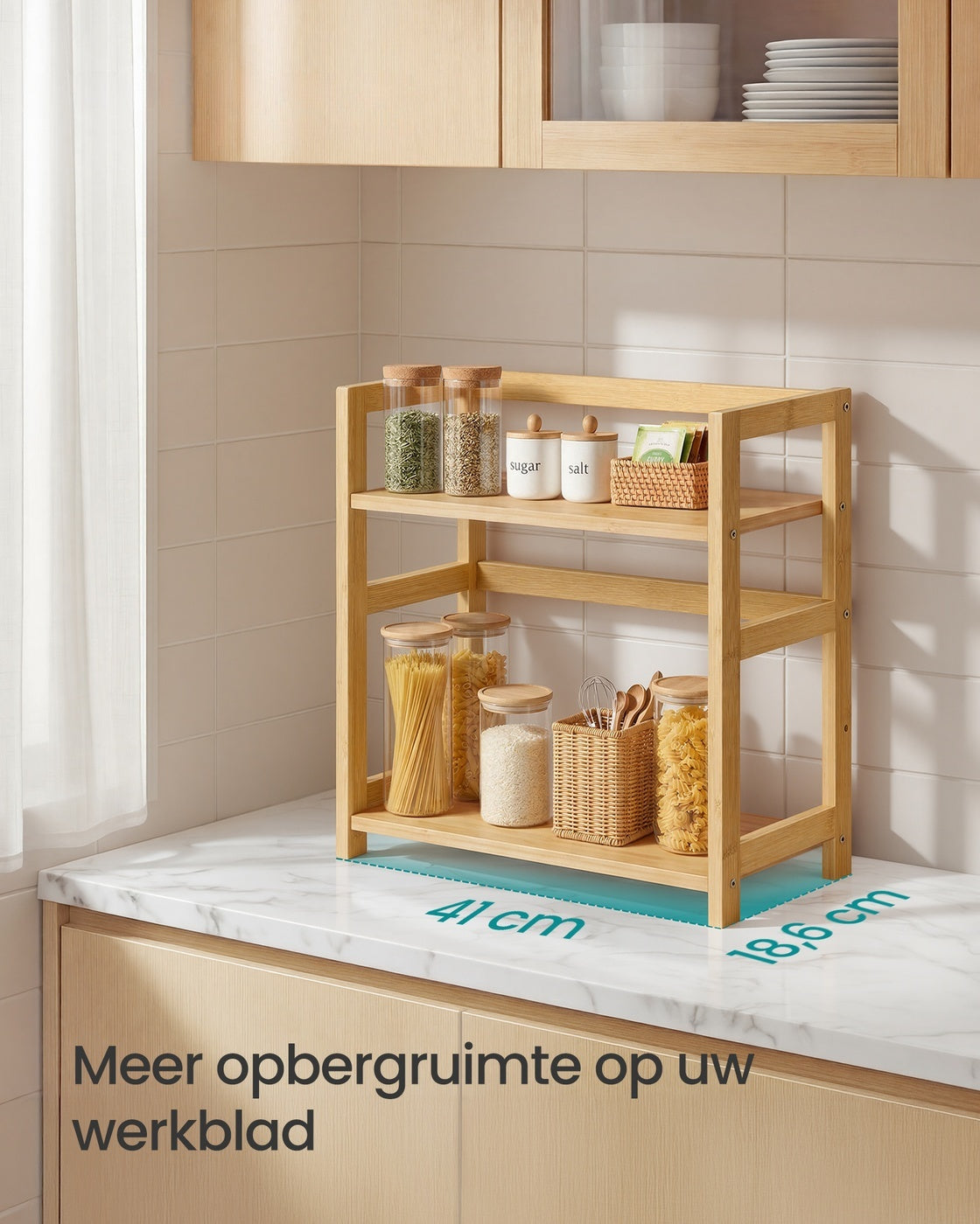Kruidenrek met 2 Niveaus van Bamboe, 41 x 41 cm