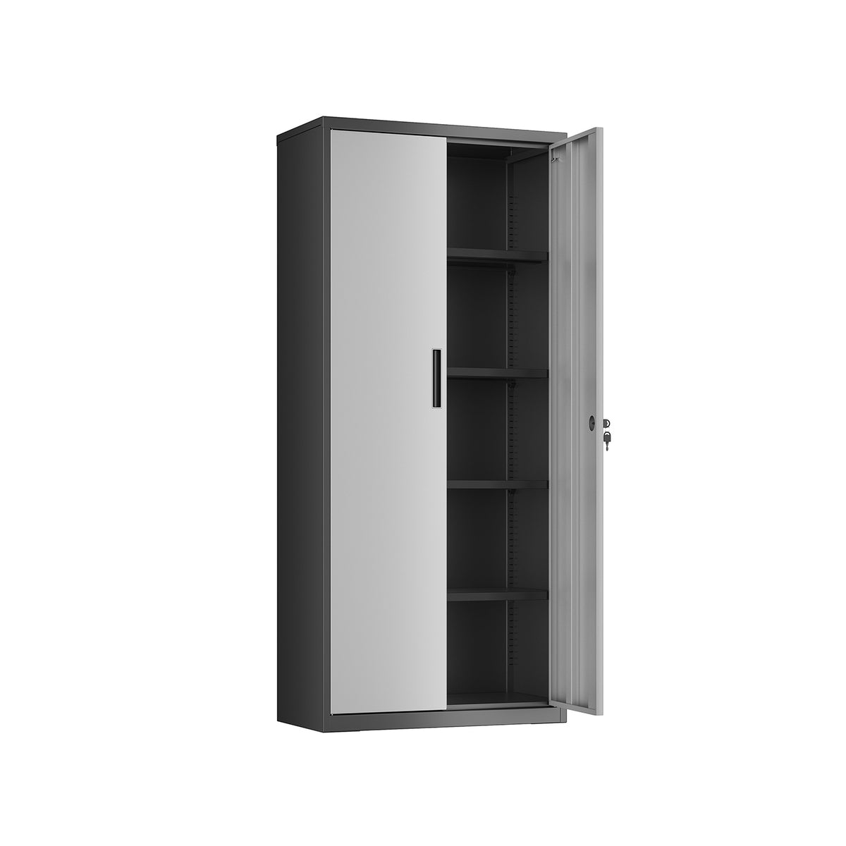 Metalen Archiefkast met 2 Deuren en 4 Verstelbare Planken, 180 cm Hoog