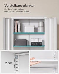 Metalen Archiefkast met 2 Deuren en 4 Verstelbare Planken, 180 cm Hoog