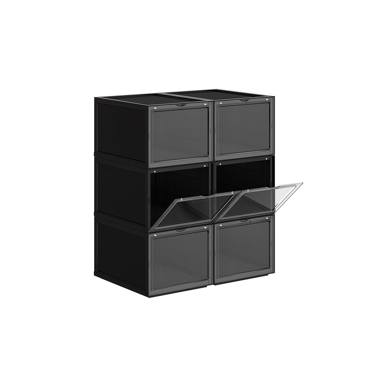 Stapelbare Schoenendozen met Transparante Deur, Set van 6, 28x36x22 cm
