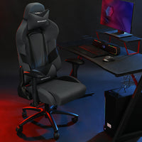 Ergonomische Gamingstoel met Hoofdsteun en Lendenkussen, Grijs