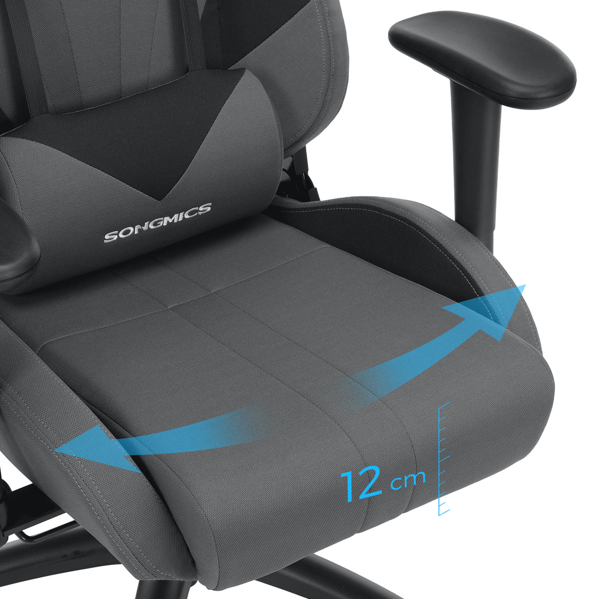 Ergonomische Gamingstoel met Hoofdsteun en Lendenkussen, Grijs