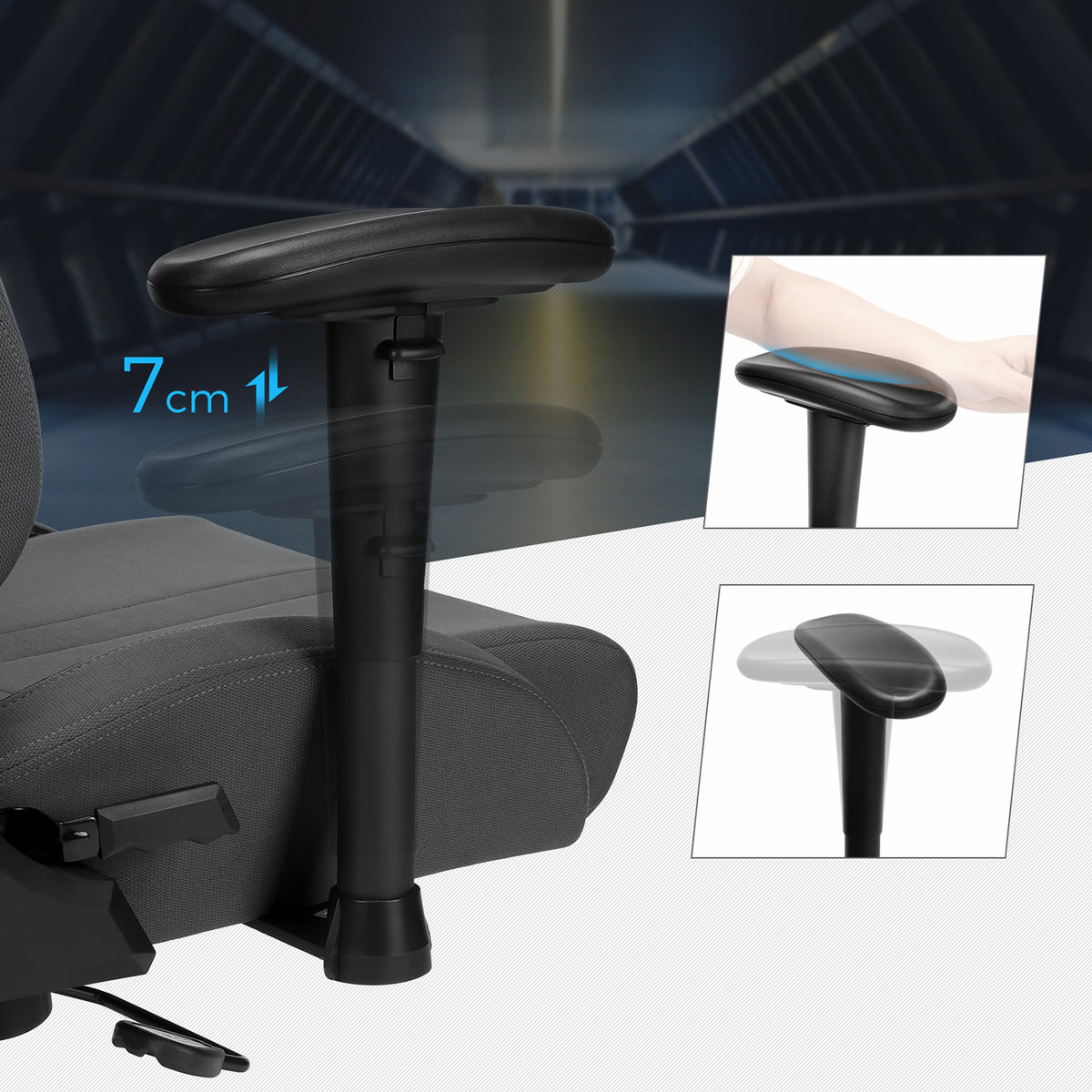 Ergonomische Gamingstoel met Hoofdsteun en Lendenkussen, Grijs