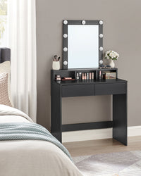 Kaptafel met Spiegel, 9 Ledlampen en 2 Lades, 40 x 80 x 145 cm