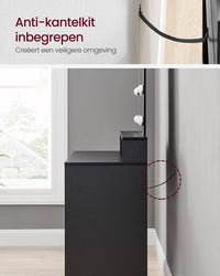 Kaptafel met Spiegel, 9 Ledlampen en 2 Lades, 40 x 80 x 145 cm