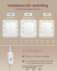 Kaptafel met Spiegel, 9 Ledlampen en 2 Lades, 40 x 80 x 145 cm