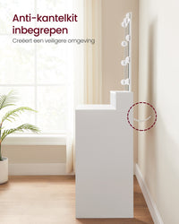 Kaptafel met Spiegel, 9 Ledlampen en 2 Lades, 40 x 80 x 145 cm