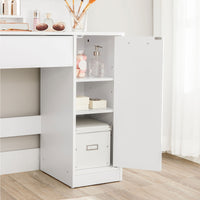 Kaptafel met Spiegel, 2 Planken en 1 Lade, Wit, 80 x 40 x 132 cm