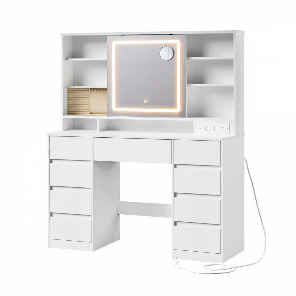 Kaptafel met Ledspiegel, 9 Lades en Stopcontact
