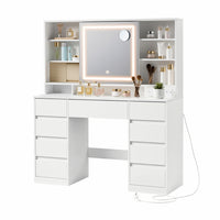 Kaptafel met Ledspiegel, 9 Lades en Stopcontact