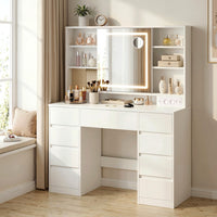 Kaptafel met Ledspiegel, 9 Lades en Stopcontact