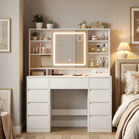 Kaptafel met Ledspiegel, 9 Lades en Stopcontact