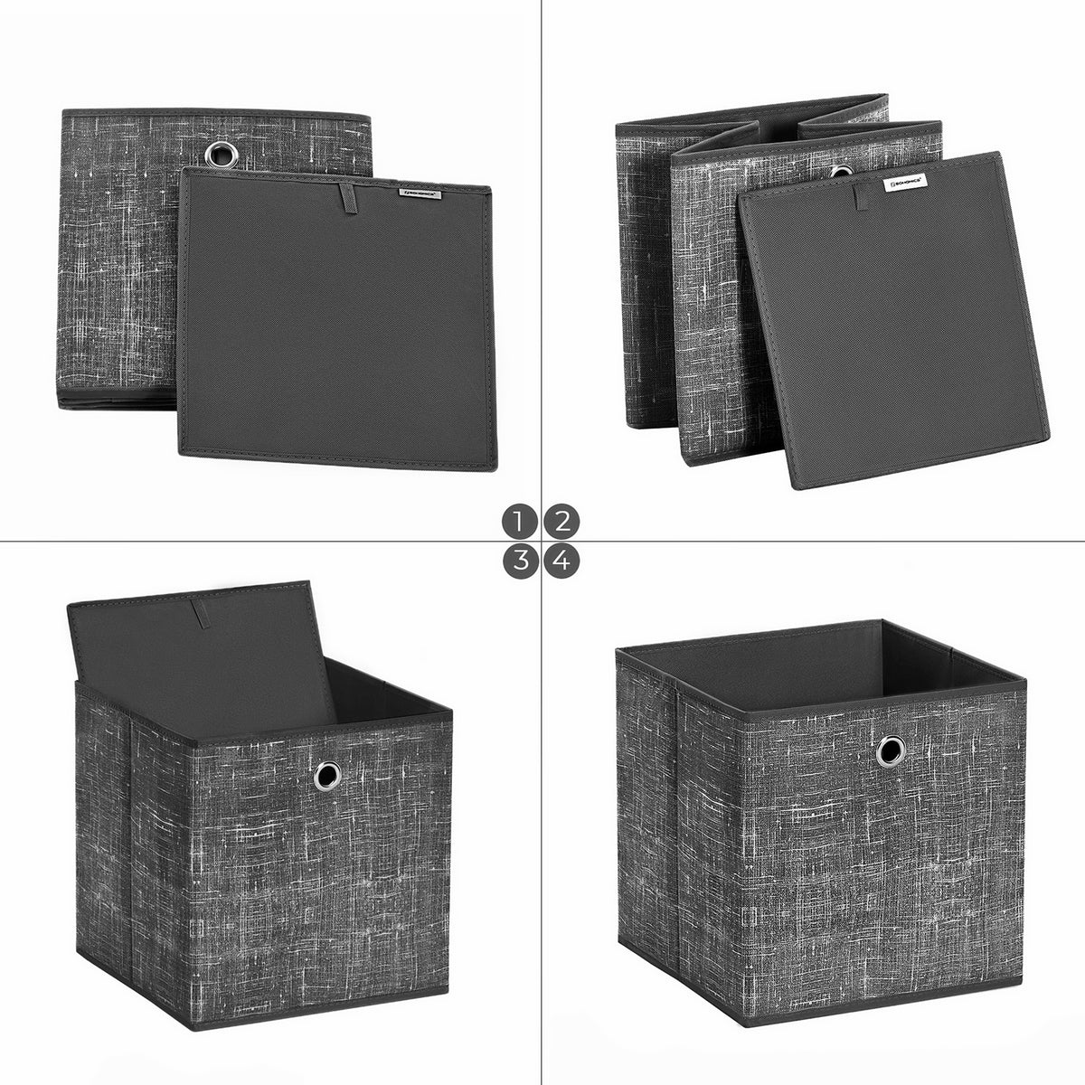Opvouwbare Opbergkubussen van Non-woven Stof met Handvat, Set van 6