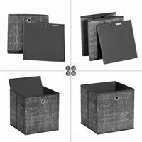 Opvouwbare Opbergkubussen van Non-woven Stof met Handvat, Set van 6
