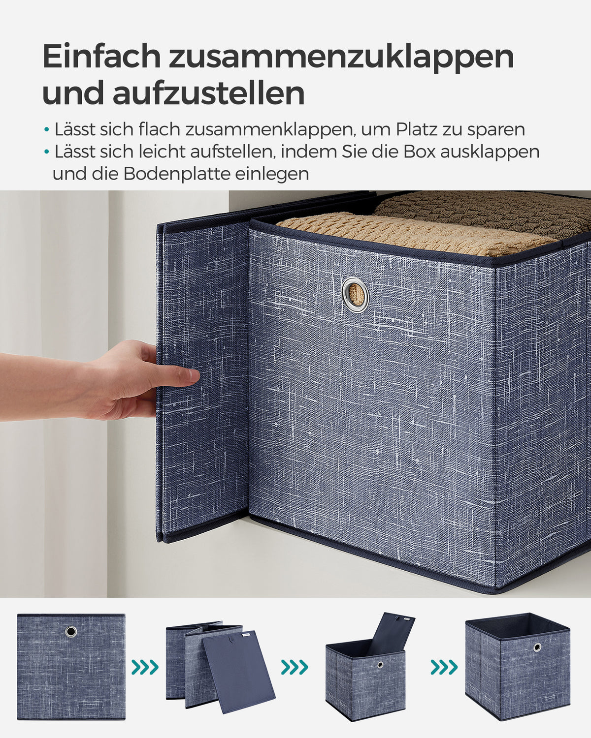 Opvouwbare Opbergkubussen van Non-woven Stof met Handvat, Set van 6