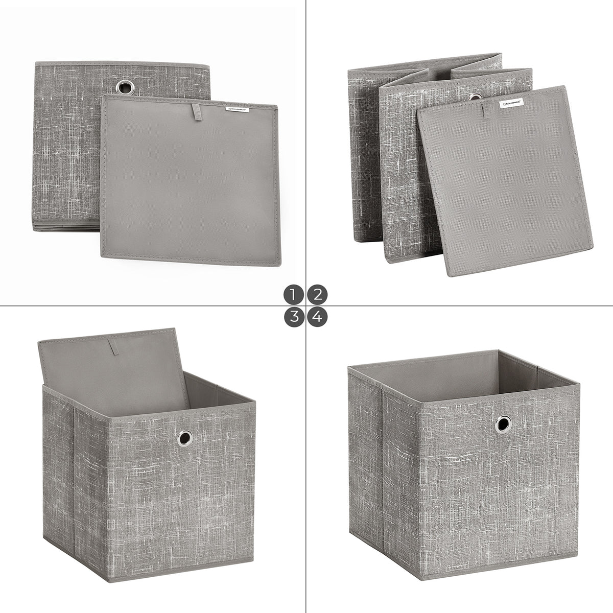Opvouwbare Opbergkubussen van Non-woven Stof met Handvat, Set van 6