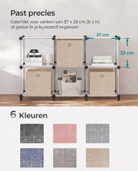 Opvouwbare Opbergkubussen van Non-woven Stof met Handvat, Set van 6