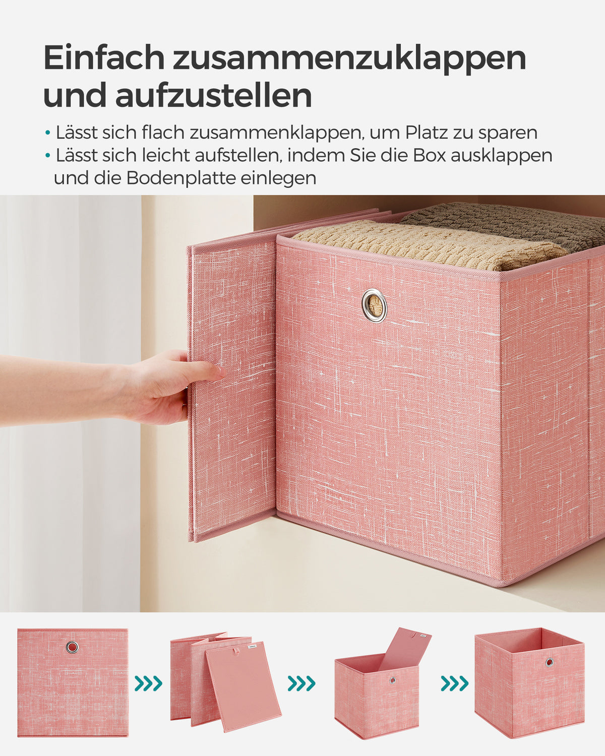 Opvouwbare Opbergkubussen van Non-woven Stof met Handvat, Set van 6