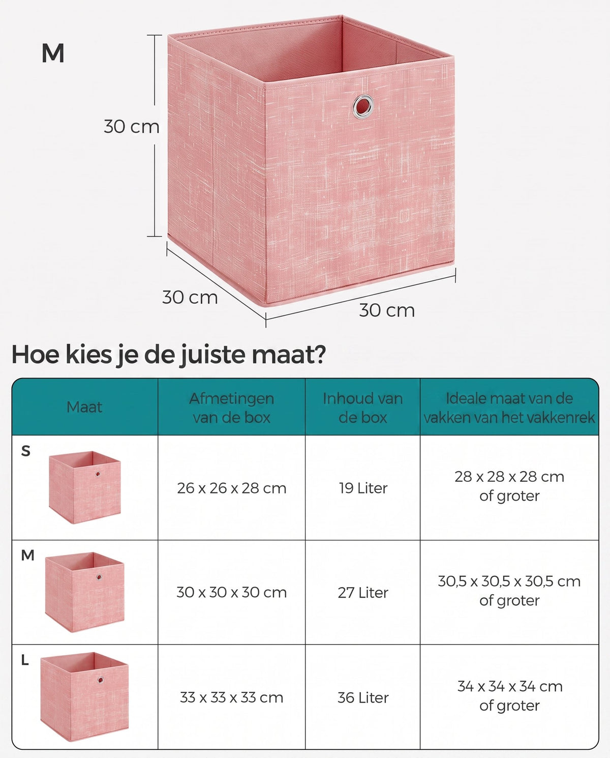 Opvouwbare Opbergkubussen van Non-woven Stof met Handvat, Set van 6