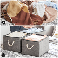 Stoffen Opbergdozen in Linnenlook met Katoenen Handvatten, Set van 3