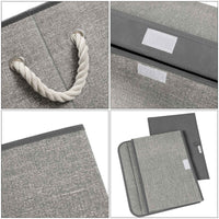 Stoffen Opbergdozen in Linnenlook met Katoenen Handvatten, Set van 3