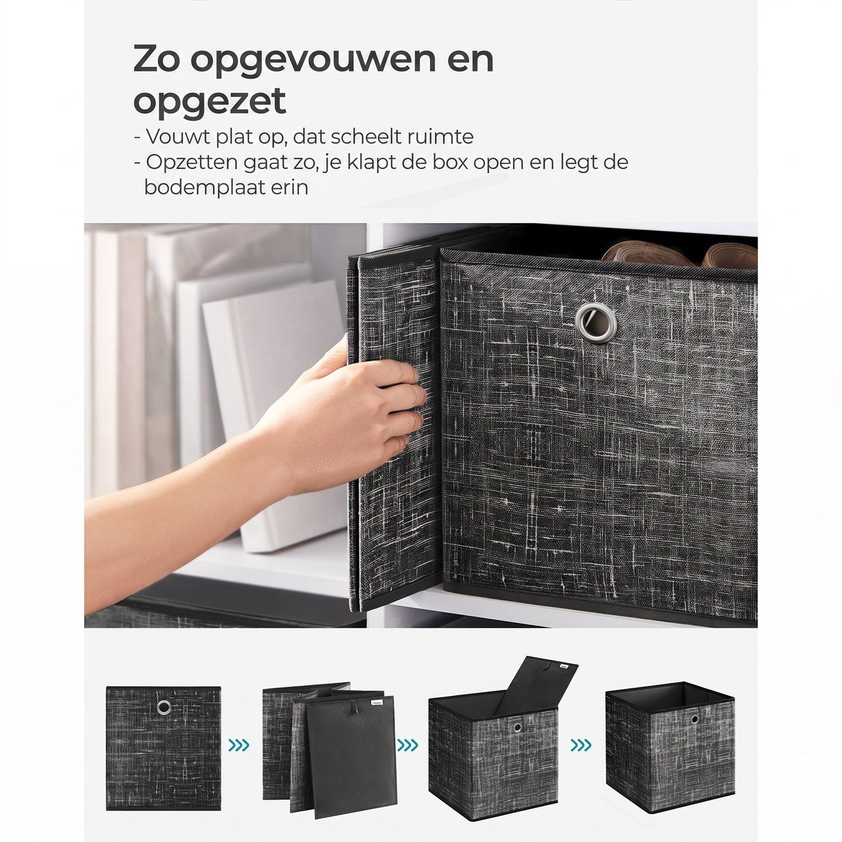 Opbergdozen van Vliesstof voor Kubusplank, Set van 6, 26 x 26 x 28 cm