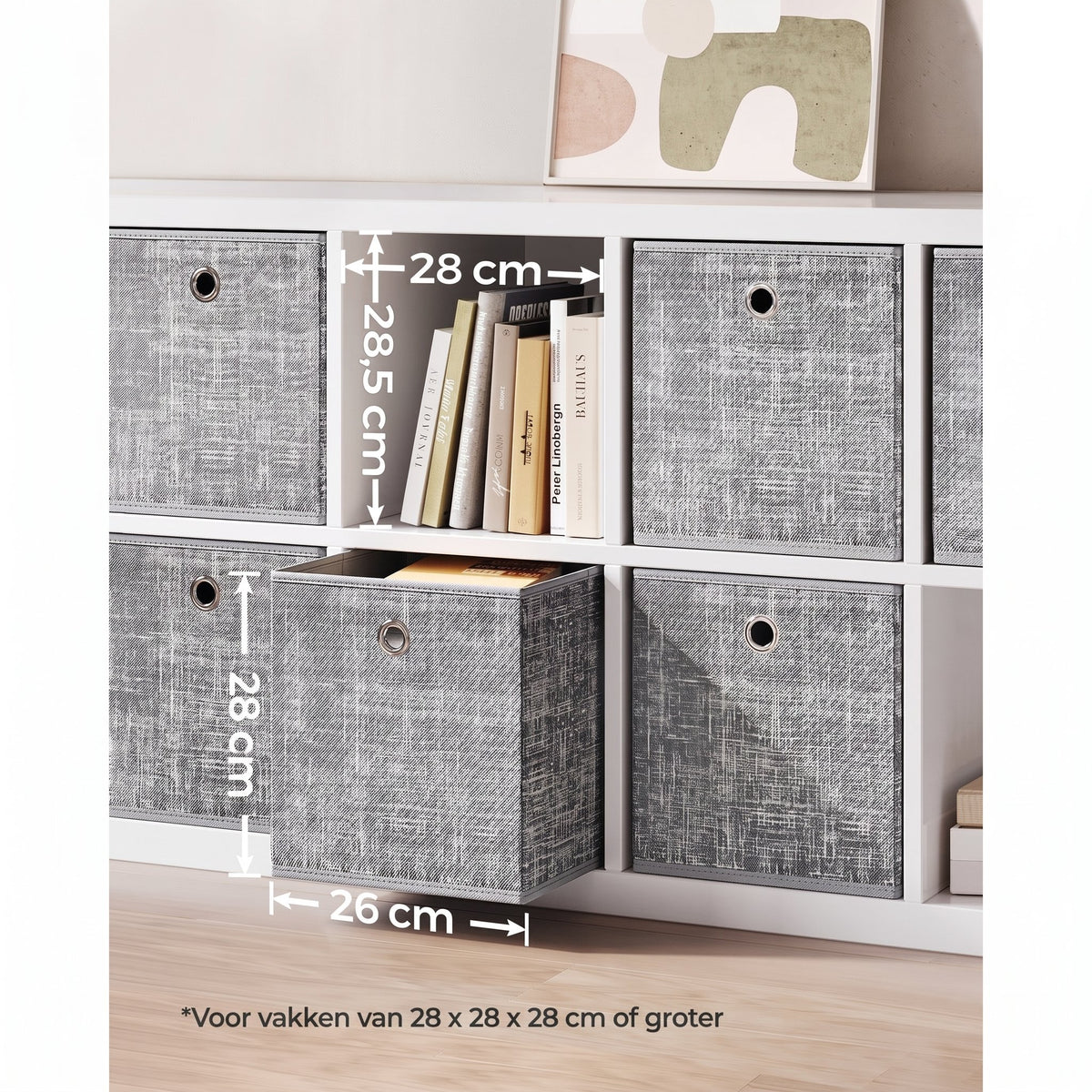 Opbergdozen van Vliesstof voor Kubusplank, Set van 6, 26 x 26 x 28 cm