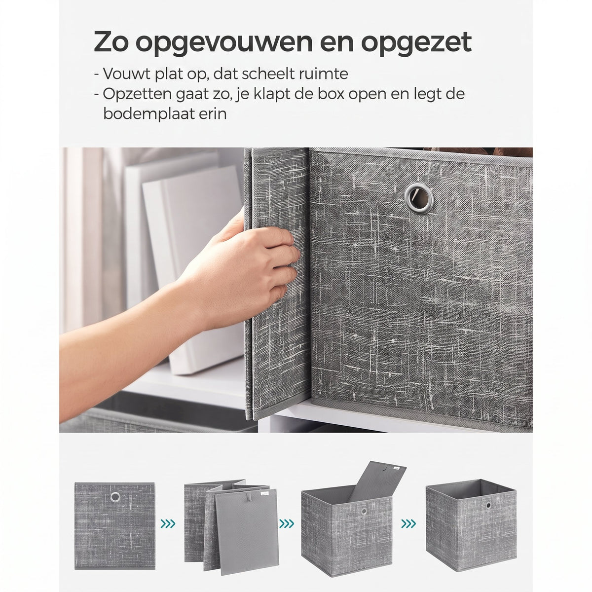 Opbergdozen van Vliesstof voor Kubusplank, Set van 6, 26 x 26 x 28 cm