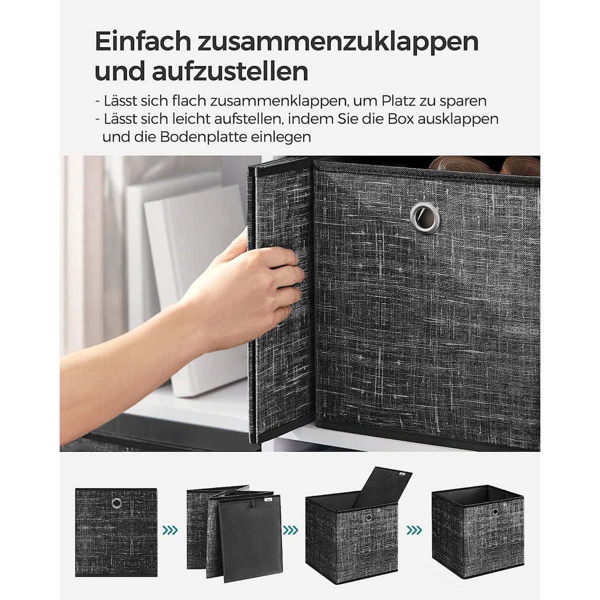 Opvouwbare Opbergkubussen van Non-woven Stof met Handvat, Set van 6