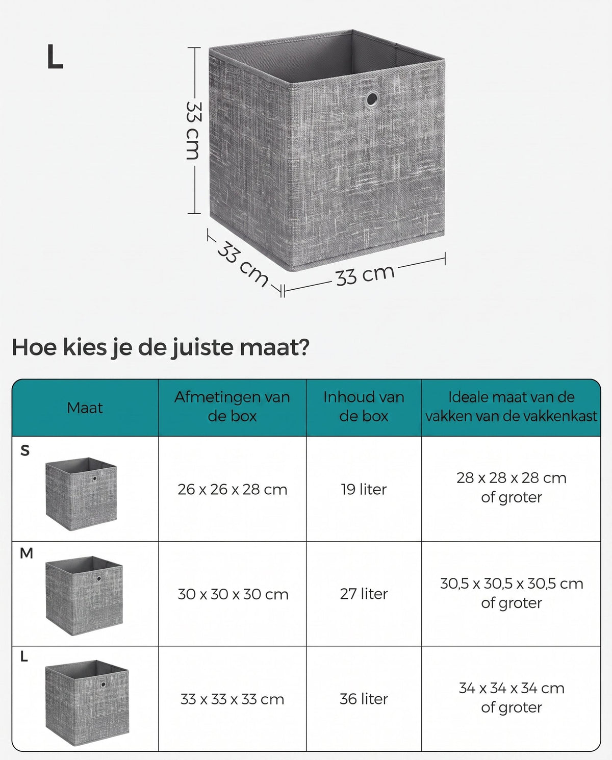 Opvouwbare Opbergkubussen van Non-woven Stof met Handvat, Set van 6