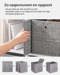 Opvouwbare Opbergkubussen van Non-woven Stof met Handvat, Set van 6