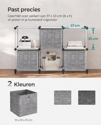 Opvouwbare Opbergkubussen van Non-woven Stof met Handvat, Set van 6