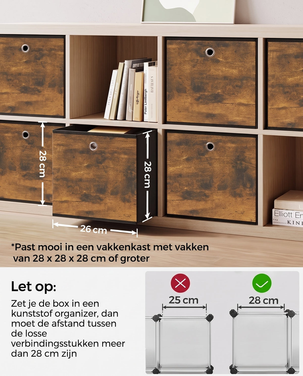 Opvouwbare Opbergdozen voor Kubusplank met Handvat, Set van 6