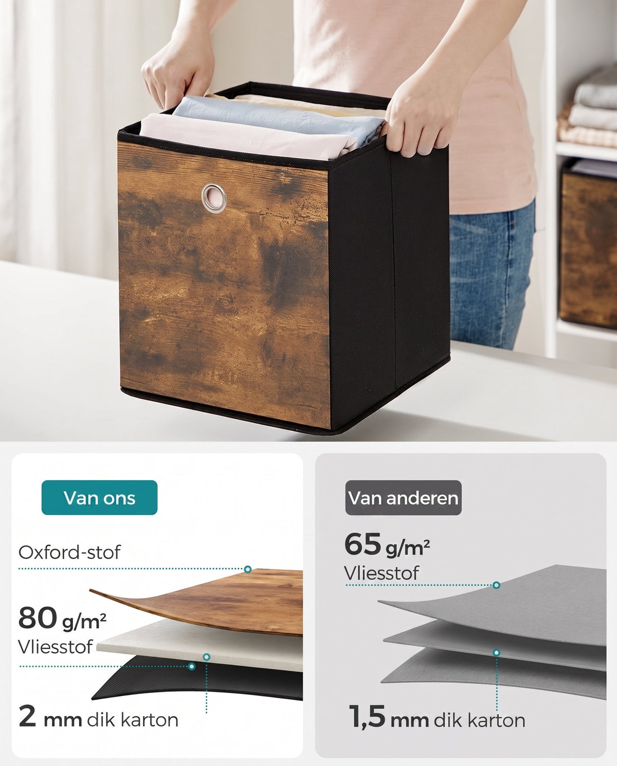 Opvouwbare Opbergdozen voor Kubusplank met Handvat, Set van 6