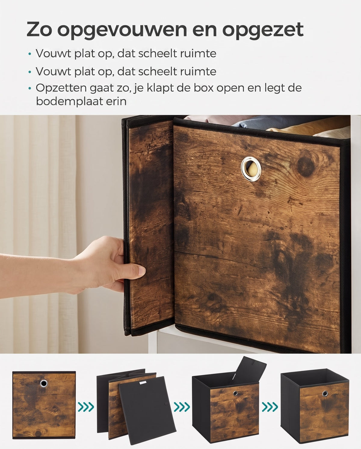 Opvouwbare Opbergdozen voor Kubusplank met Handvat, Set van 6