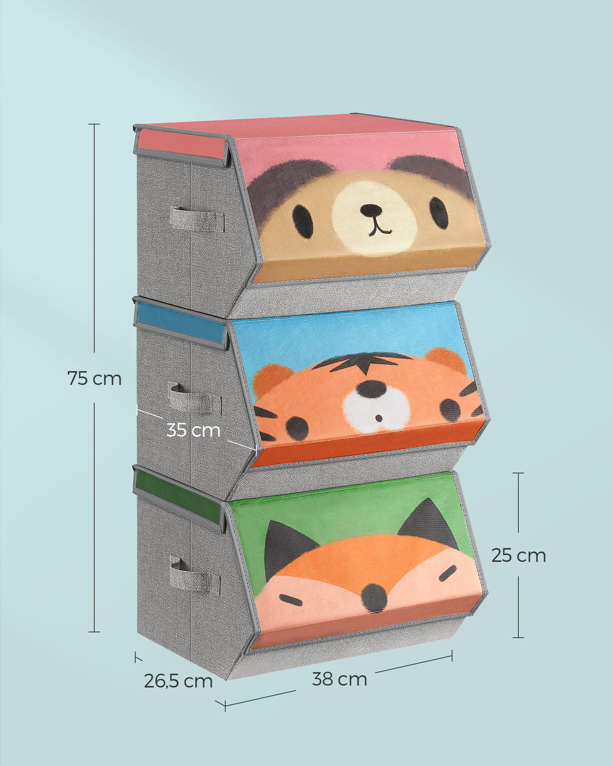 Opbergdozen Set van 3 met Magnetisch Deksel en Dierenmotief, Opvouwbaar