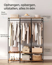 Open Kledingkast met Kledingroede, Planken en Afneembare Haken