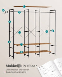Open Kledingkast met Kledingroede, Planken en Afneembare Haken