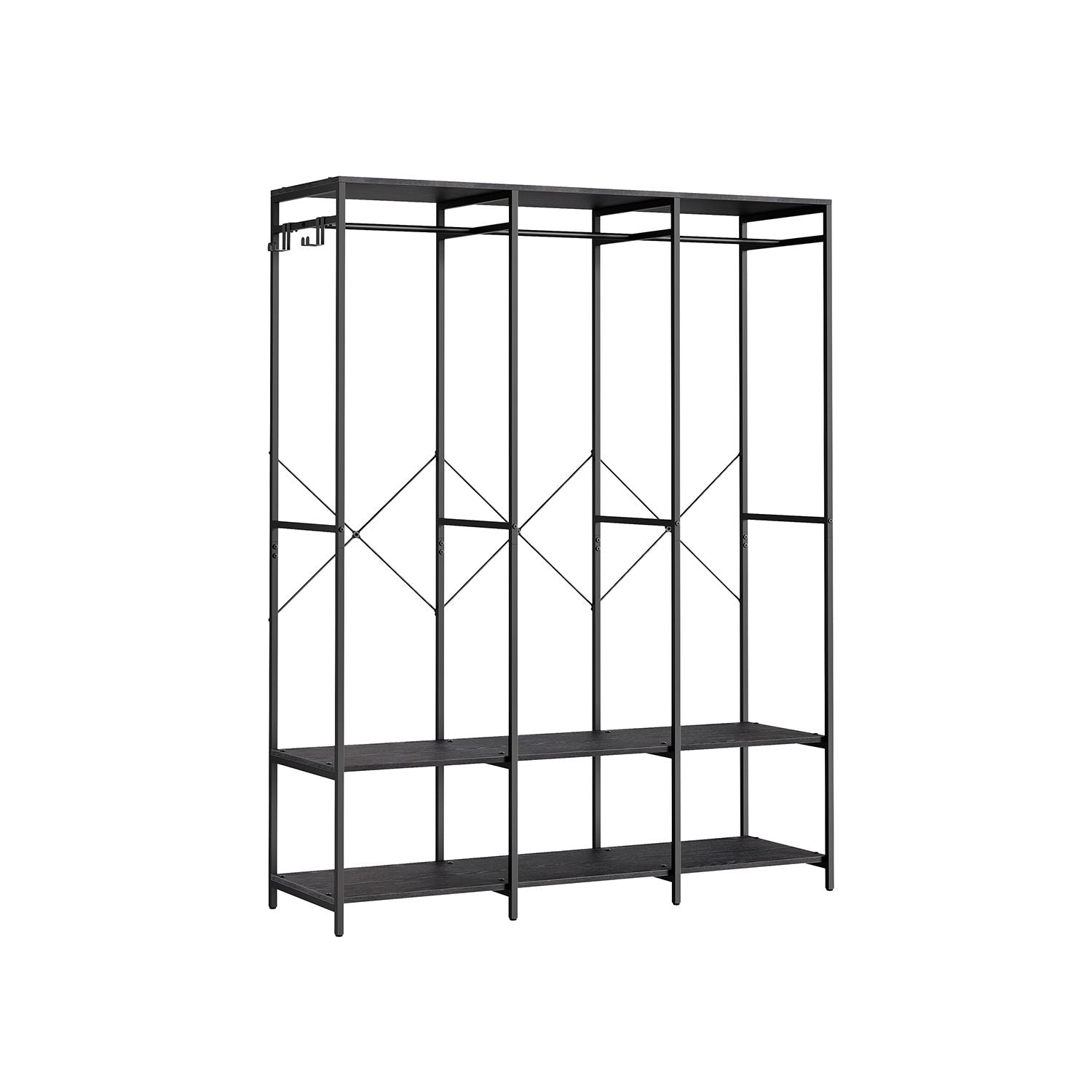 Open Kledingkast met Kledingroede en Afneembare Haken, 40x141x180 cm