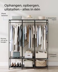 Open Kledingkast met Kledingroede, Planken en Afneembare Haken
