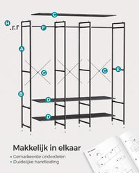 Open Kledingkast met Kledingroede, Planken en Afneembare Haken