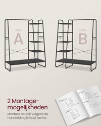 Kledingrek 5 Niveaus met Kledingroede, Schoenenrek en 6 Haken, 45 x 120 x 160 cm