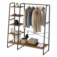 Open Kledingrek 5 Niveaus met Schoenenrek en 6 S-haken, 45 x 120 x 160 cm