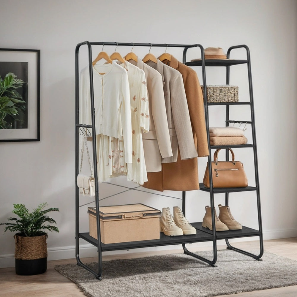 Open Kledingrek 5 Niveaus met Schoenenrek en 6 S-haken, 45 x 120 x 160 cm