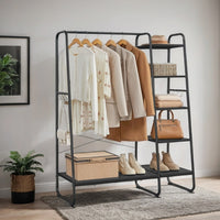 Open Kledingrek 5 Niveaus met Schoenenrek en 6 S-haken, 45 x 120 x 160 cm